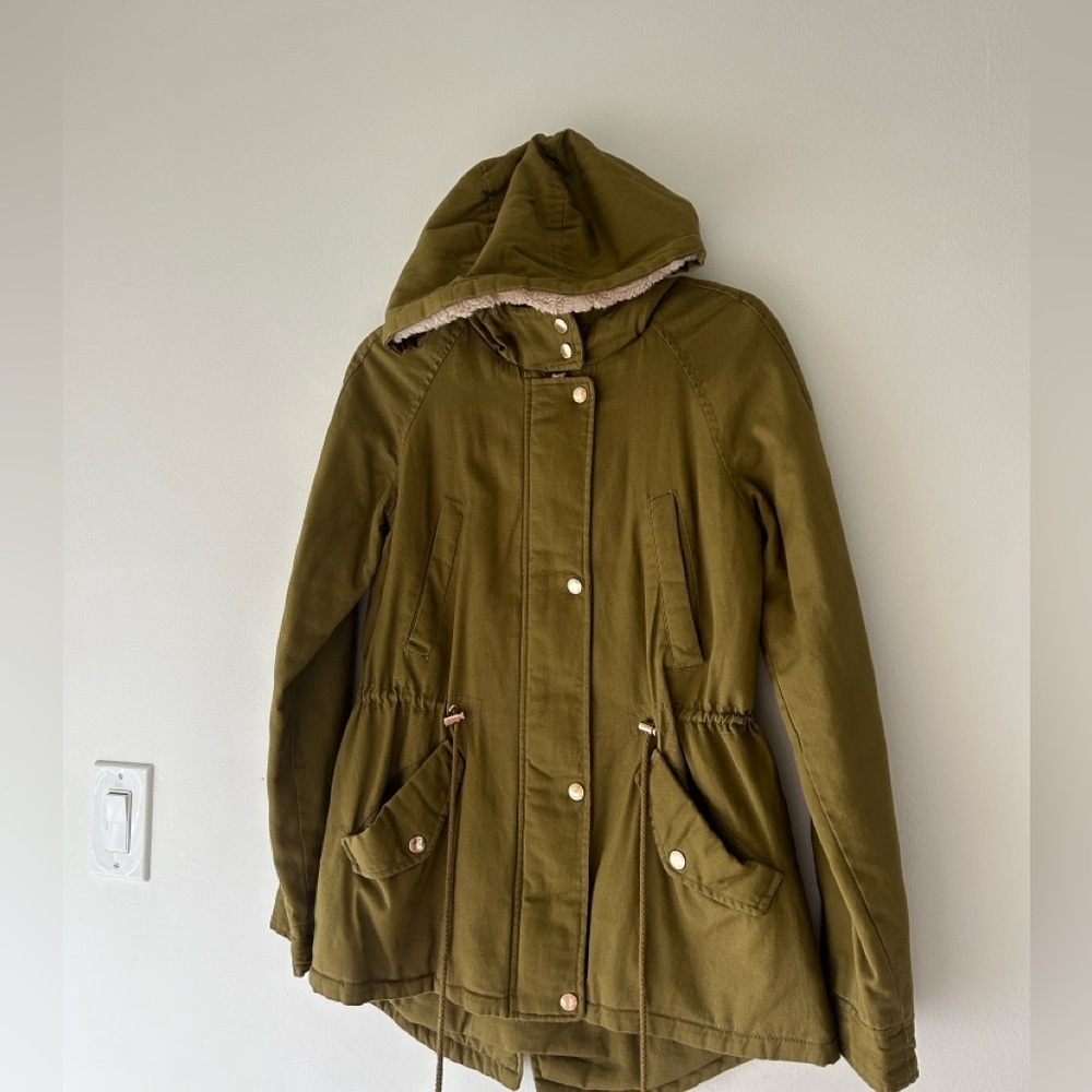 Olive Hooded Parka Jacket - Picture 9 of 12
